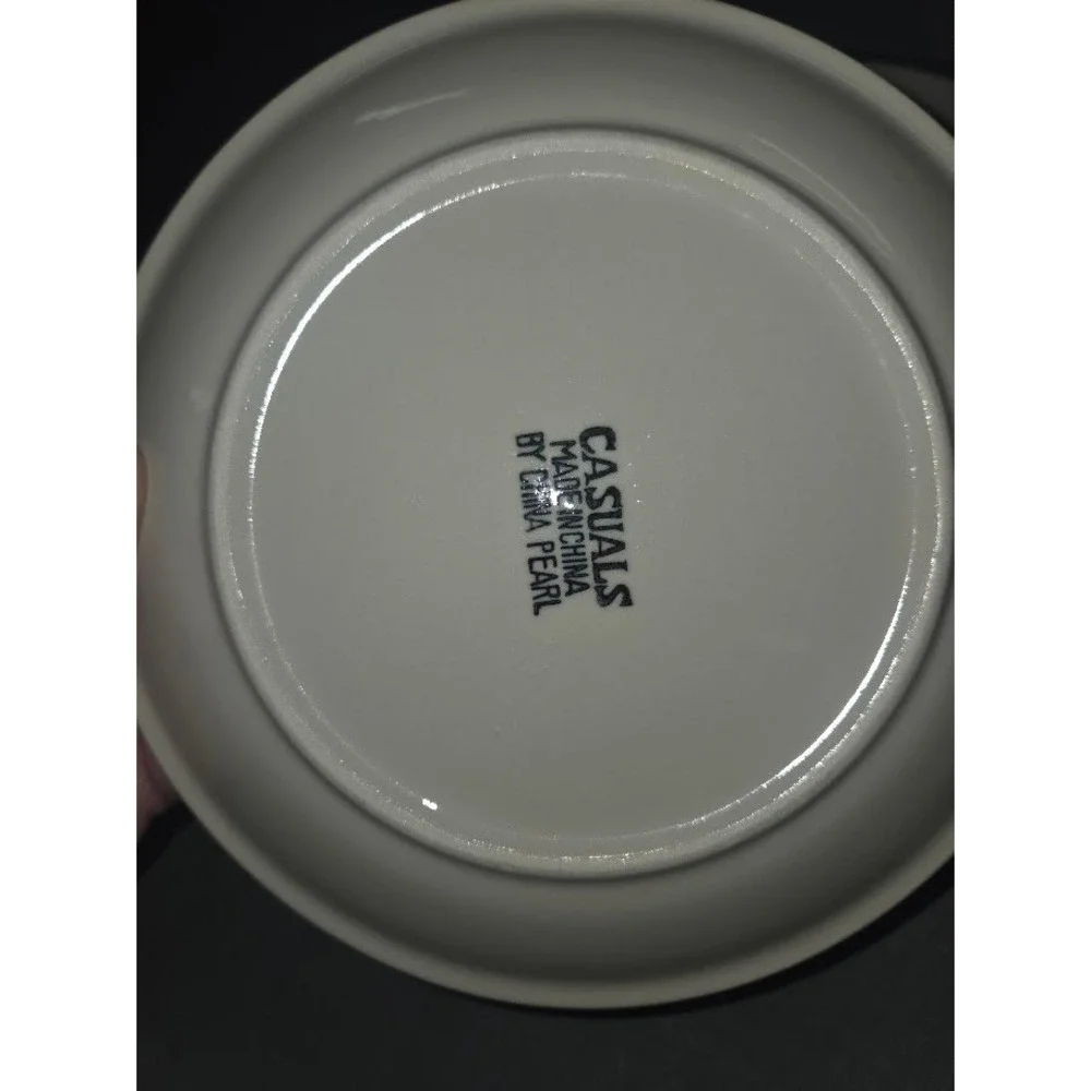 China Pearl Casuals Apple Orchard Salad Plates Set of 4 Green Rim 7.5 Inch